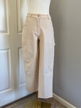 Aritzia Wilfred Wide-Leg Utility Pants in Beige